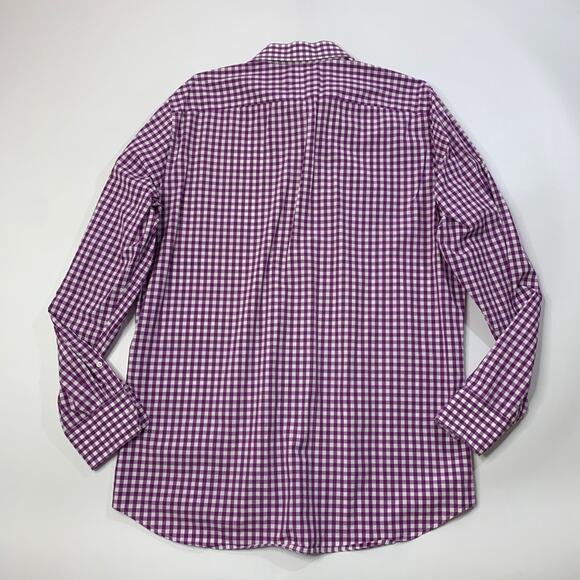 Twillory Shirt Mens 17.5 Hibiscus Purple Cotton Tailored Check Long Sleeve Dress - Picture 7 of 10